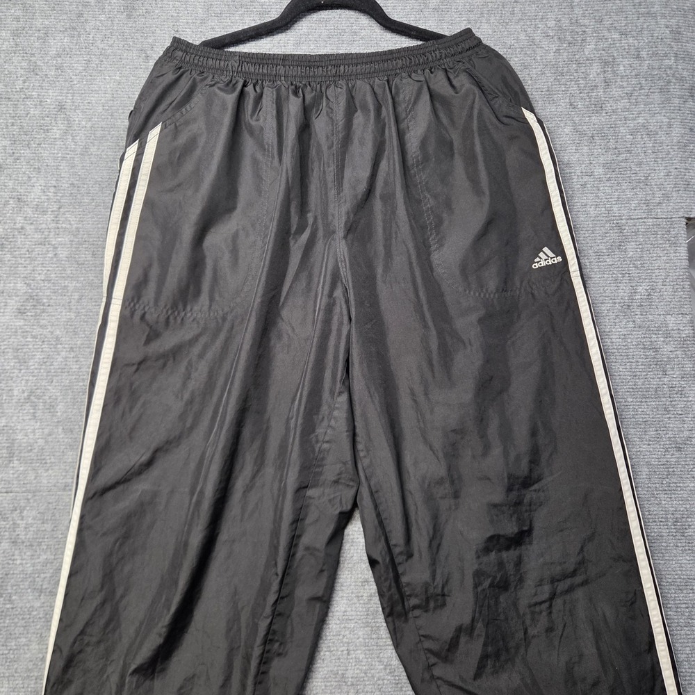 Adidas ClimaShell Windbreaker Track Pants Mens L Black 3 Stripe Lined Vintage